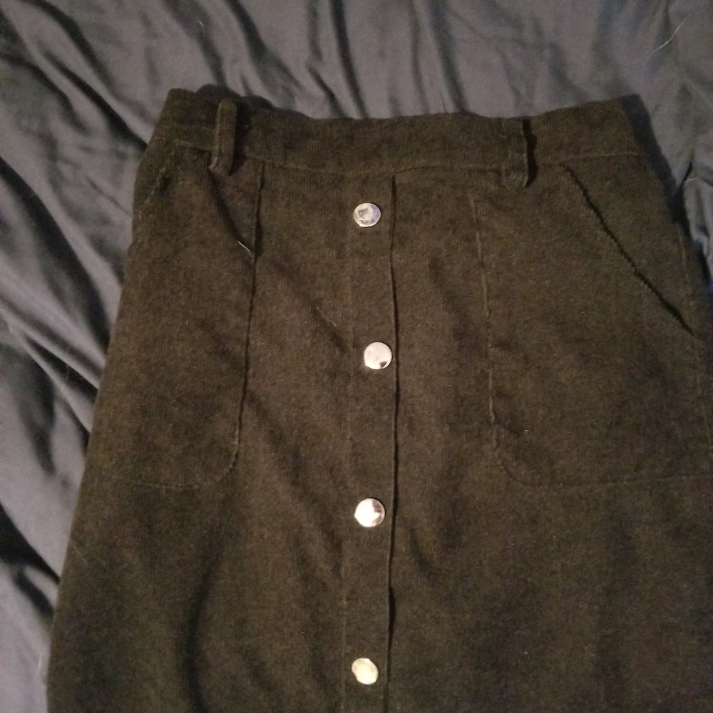 Classic Black Button-Front Skirt